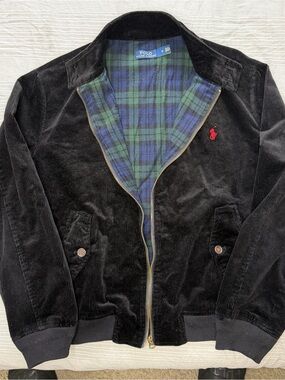 Polo Ralph Lauren Corduroy Bomber Harrington Jacket Aviator Black Mens Medium
